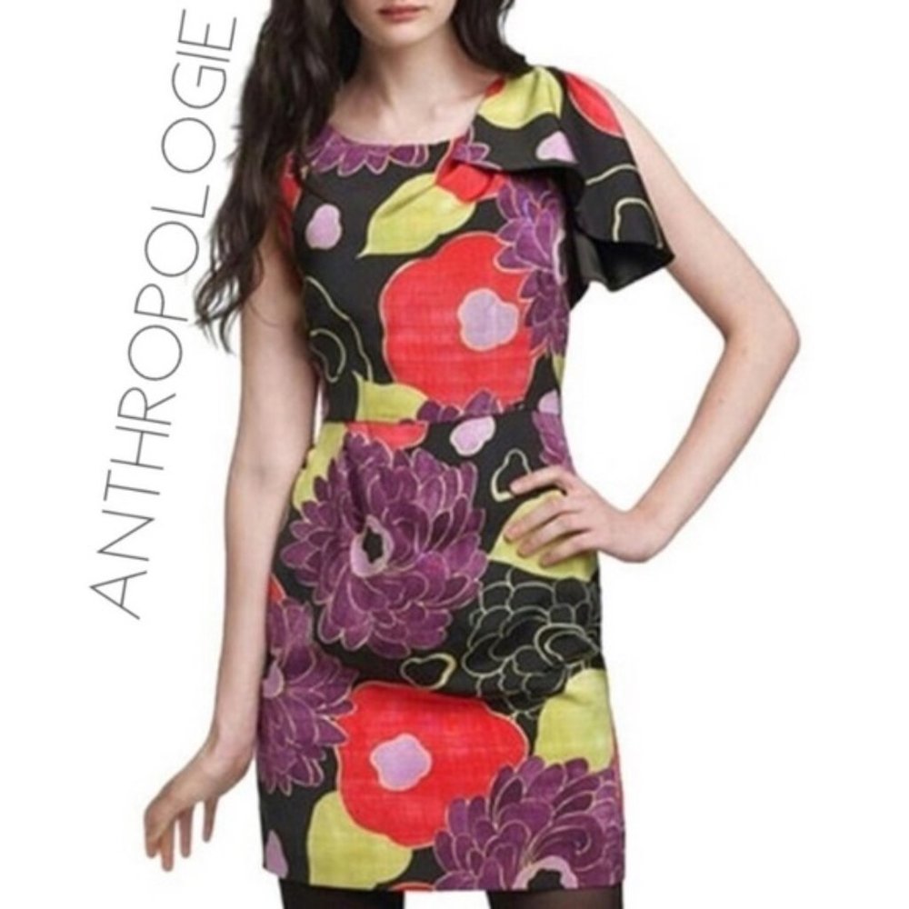 Anthropologie Leifsdottir peony floral dress sz 8